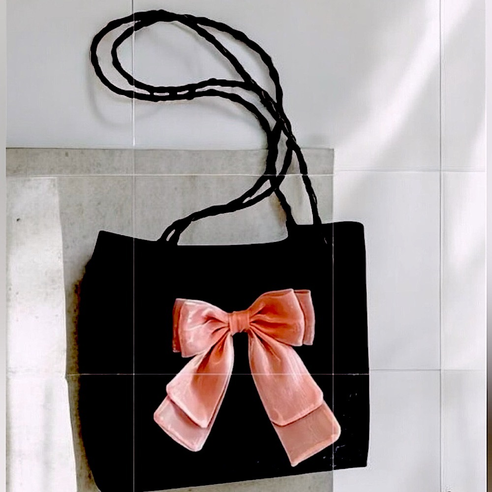 NEW Elegant Black and Pink Bow Tote Bag New with tags NWT